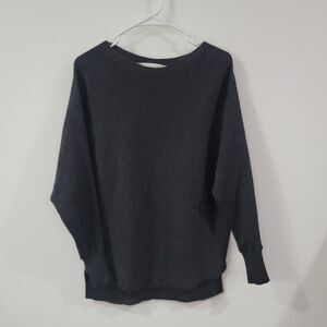 Chelsea And Violet Womens Sweater Size Small Dolman Sleeve Dark Gray Ribbed Wool